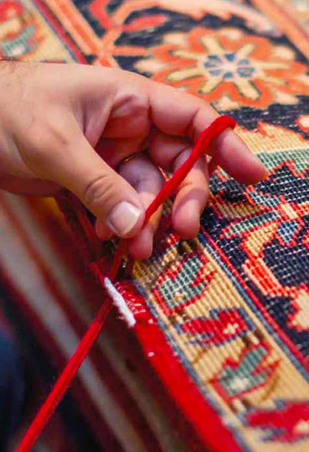 Relainage et ravivement des couleurs de tapis - PATRETAPIS en France : Relainage de tapis et reconstitution du velours, création de teinte pour tapis, ravivement des couleurs de vos tapis dans toute la France